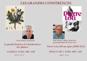 Les Grandes Conférences du festival avec Serge Hamon sur l'évolution des plantes et Alain Quella-Villéger sur Pierre Loti
